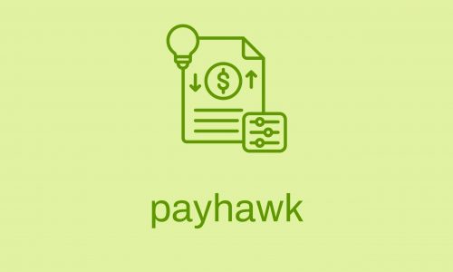 Grüne Grafik zu Payhawk mit Symbolen für Finanzsteuerung, Kostenmanagement und Prozessoptimierung.